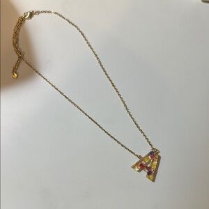 Gold Initial Necklace with Multicolor Accents